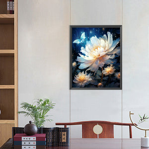 Butterfly And Glowing Flower 30*40CM Full Round Drill Diamond Painting