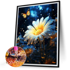 Butterfly And Glowing Flower 30*40CM Full Round Drill Diamond Painting