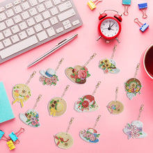 Load image into Gallery viewer, 12PCS Diamond Art Keyring Hats Double Sided Rhinestone Painting Keychain Pendant
