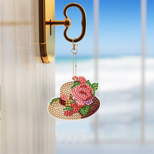Load image into Gallery viewer, 12PCS Diamond Art Keyring Hats Double Sided Rhinestone Painting Keychain Pendant
