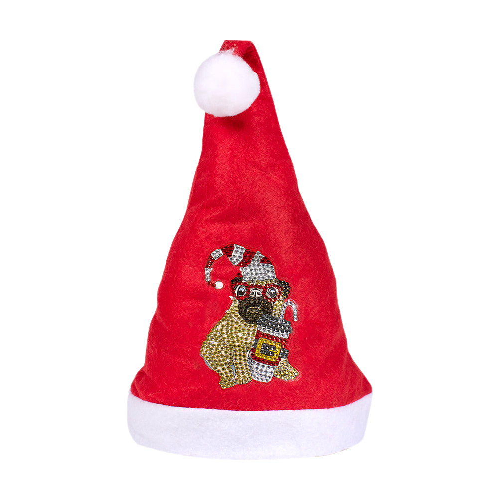 DIY Diamond Painting Christmas Hat Comfort Soft for Adults Unisex (Puppy #3)