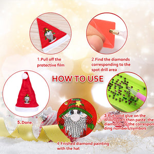 DIY Diamond Painting Christmas Hat Comfort Soft for Adults Unisex (Snowman #7)