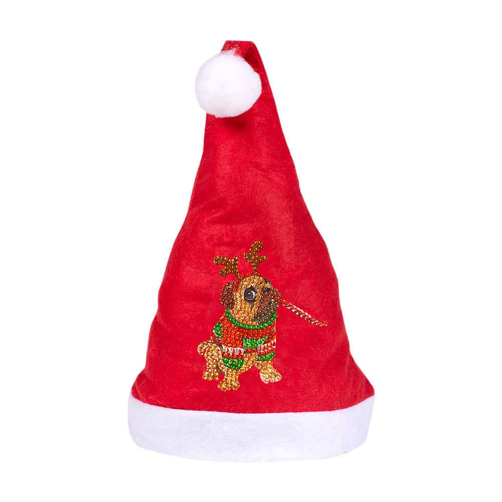 DIY Diamond Painting Christmas Hat Comfort Soft for Adults Unisex (Puppy #8)