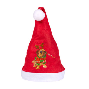 DIY Diamond Painting Christmas Hat Comfort Soft for Adults Unisex (Puppy #8)