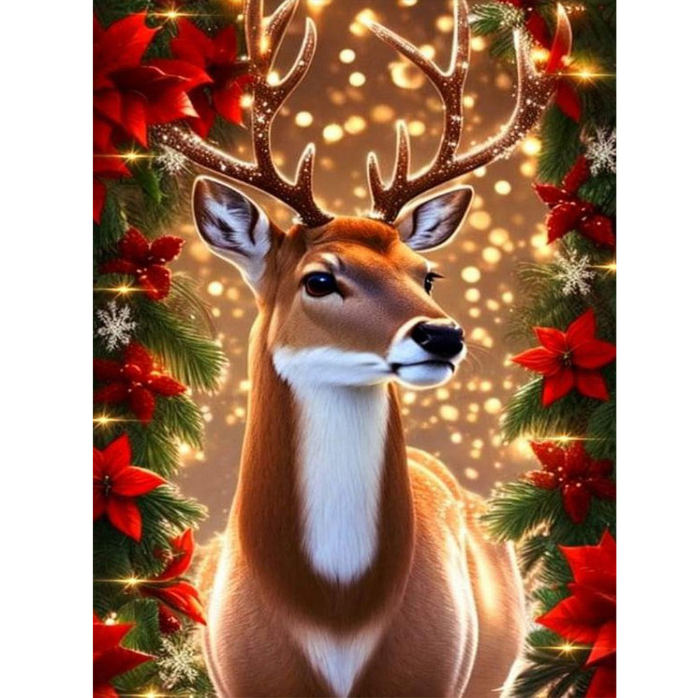 Christmas Deer 30*40CM Full Round Drill Diamond Painting