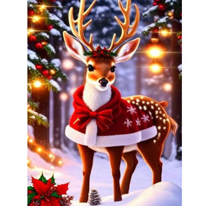 Christmas Deer 30*40CM Full Round Drill Diamond Painting