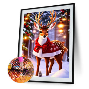 Christmas Deer 30*40CM Full Round Drill Diamond Painting