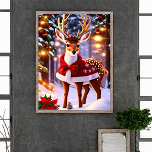 Christmas Deer 30*40CM Full Round Drill Diamond Painting