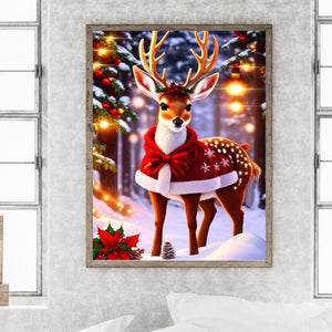 Christmas Deer 30*40CM Full Round Drill Diamond Painting