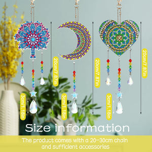 3PCS Suncatcher Double Sided Diamond Painting Art Pendant (Tree Moon Love)