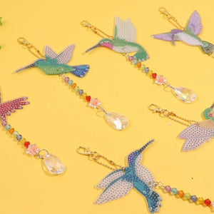 6PCS Suncatcher Double Sided Diamond Painting Art Pendant (Hummingbird)