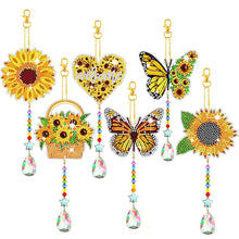 Load image into Gallery viewer, 6PCS Suncatcher Double Sided Diamond Painting Art Pendant (Butterfly Sunflower)
