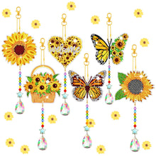 Load image into Gallery viewer, 6PCS Suncatcher Double Sided Diamond Painting Art Pendant (Butterfly Sunflower)
