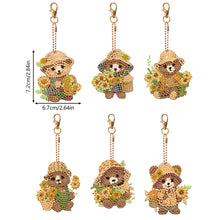 Load image into Gallery viewer, 6PCS Double Sided Special Shape Diamond Painting Keychain (Sunflower Bear)
