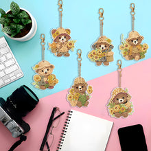 Load image into Gallery viewer, 6PCS Double Sided Special Shape Diamond Painting Keychain (Sunflower Bear)
