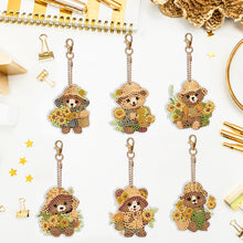 Load image into Gallery viewer, 6PCS Double Sided Special Shape Diamond Painting Keychain (Sunflower Bear)
