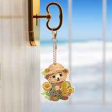 Load image into Gallery viewer, 6PCS Double Sided Special Shape Diamond Painting Keychain (Sunflower Bear)
