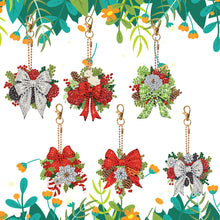 Load image into Gallery viewer, 6PCS Double Sided Special Shape Diamond Painting Keychain (Christmas Bow)
