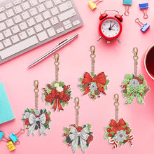 Load image into Gallery viewer, 6PCS Double Sided Special Shape Diamond Painting Keychain (Christmas Bow)
