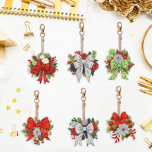 Load image into Gallery viewer, 6PCS Double Sided Special Shape Diamond Painting Keychain (Christmas Bow)
