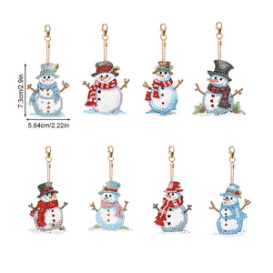 8PCS Diamond Painting Keychain Double Sided Rhinestone Painting Keychain Pendant