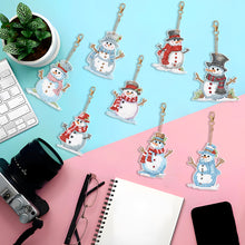 Load image into Gallery viewer, 8PCS Diamond Painting Keychain Double Sided Rhinestone Painting Keychain Pendant
