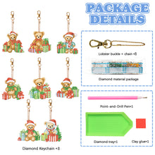 Load image into Gallery viewer, 8PCS Double Sided Full Drill Keyring Special Shape Diamond Art Keyring Xmas Bear
