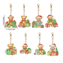 Load image into Gallery viewer, 8PCS Double Sided Full Drill Keyring Special Shape Diamond Art Keyring Xmas Bear
