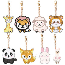 Load image into Gallery viewer, 8PCS Double Sided Diamond Art Keyring Animals for Adult Kid Purse Handbag Decor
