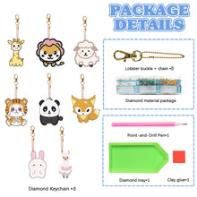 Load image into Gallery viewer, 8PCS Double Sided Diamond Art Keyring Animals for Adult Kid Purse Handbag Decor
