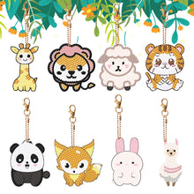 Load image into Gallery viewer, 8PCS Double Sided Diamond Art Keyring Animals for Adult Kid Purse Handbag Decor
