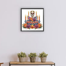 Load image into Gallery viewer, Skull Candlestick 30*30CM Partial Special Shaped Drill Diamond Painting
