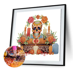Skull Candlestick 30*30CM Partial Special Shaped Drill Diamond Painting