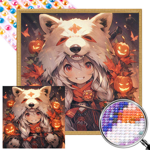 Halloween Wolf Girl 40*40CM Full Round Drill Diamond Painting