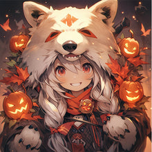 Load image into Gallery viewer, Halloween Wolf Girl 40*40CM Full Round Drill Diamond Painting
