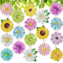 Load image into Gallery viewer, 12PCS Double Sided Diamond Painting Art Keychain Pendant (Flowers)
