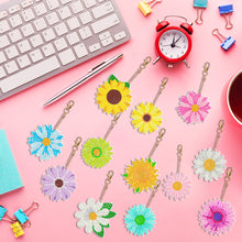 Load image into Gallery viewer, 12PCS Double Sided Diamond Painting Art Keychain Pendant (Flowers)
