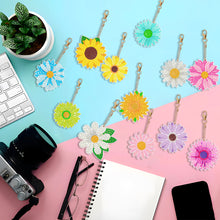 Load image into Gallery viewer, 12PCS Double Sided Diamond Painting Art Keychain Pendant (Flowers)
