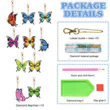 Load image into Gallery viewer, 10PCS Double Sided Special Shape Diamond Painting Art Keychain Pendant Butterfly

