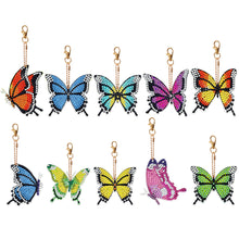 Load image into Gallery viewer, 10PCS Double Sided Special Shape Diamond Painting Art Keychain Pendant Butterfly
