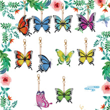 Load image into Gallery viewer, 10PCS Double Sided Special Shape Diamond Painting Art Keychain Pendant Butterfly
