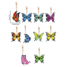 Load image into Gallery viewer, 10PCS Double Sided Special Shape Diamond Painting Art Keychain Pendant Butterfly
