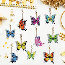 Load image into Gallery viewer, 10PCS Double Sided Special Shape Diamond Painting Art Keychain Pendant Butterfly

