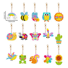 Load image into Gallery viewer, 15PCS Diamond Art Keyring Bee Double Sided Diamond Painting Keychain Cactus Frog
