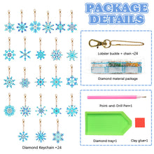 Load image into Gallery viewer, 24PCS Diamond Art Keyring Snowflake Double Sided for Adult Purse Handbag Decor

