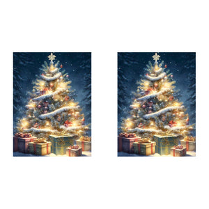 Christmas Tree On Snowy Night 30*40CM(Canvas) Full Round Drill Diamond Painting