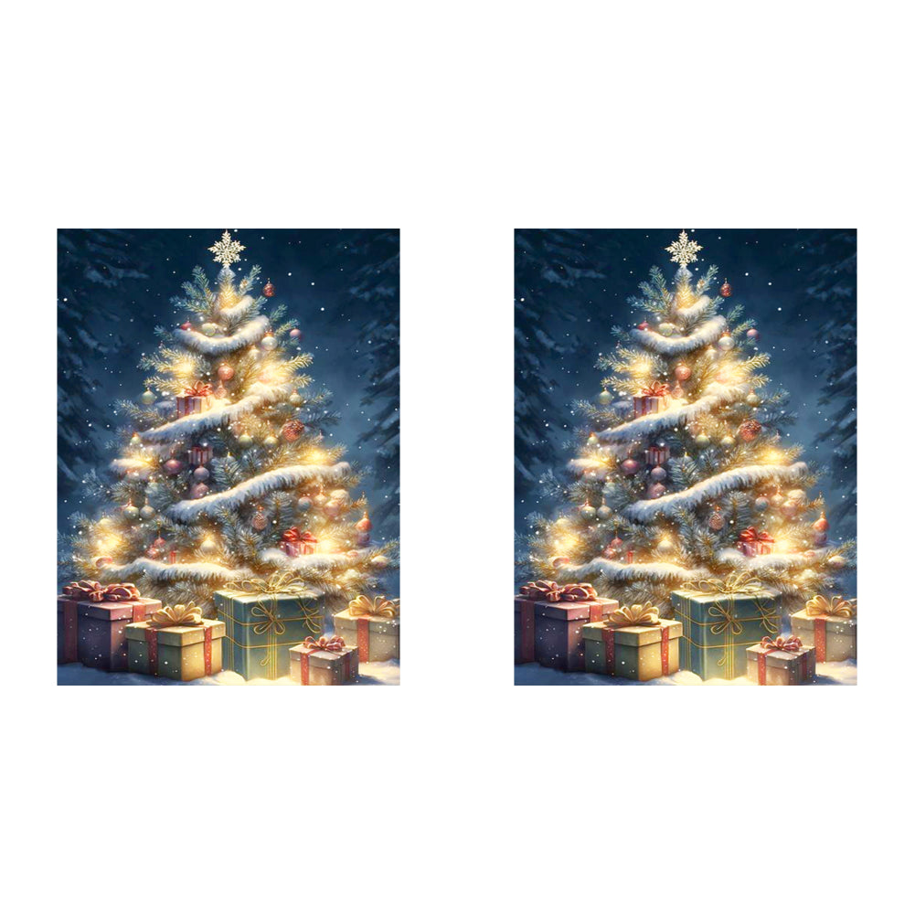 Christmas Tree On Snowy Night 30*40CM(Canvas) Full Round Drill Diamond Painting