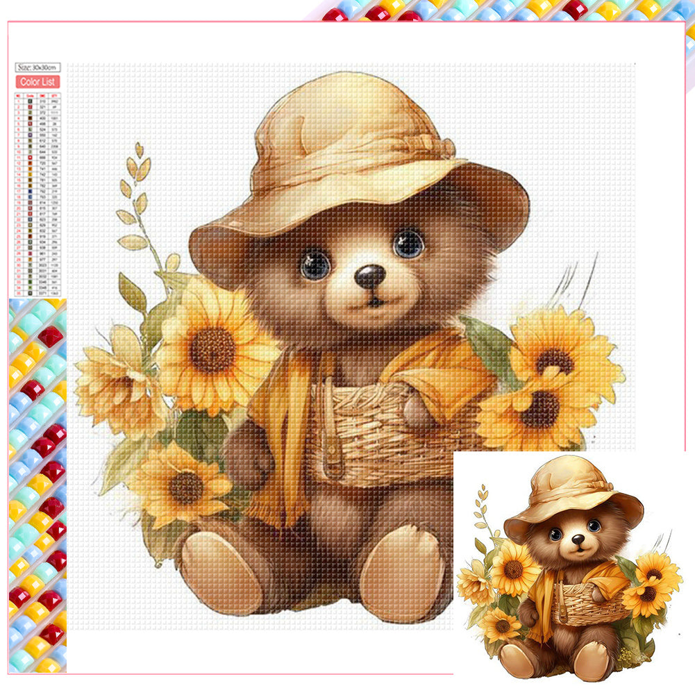 Sunflower Bear 30*30CM Full Square Drill Diamond Painting