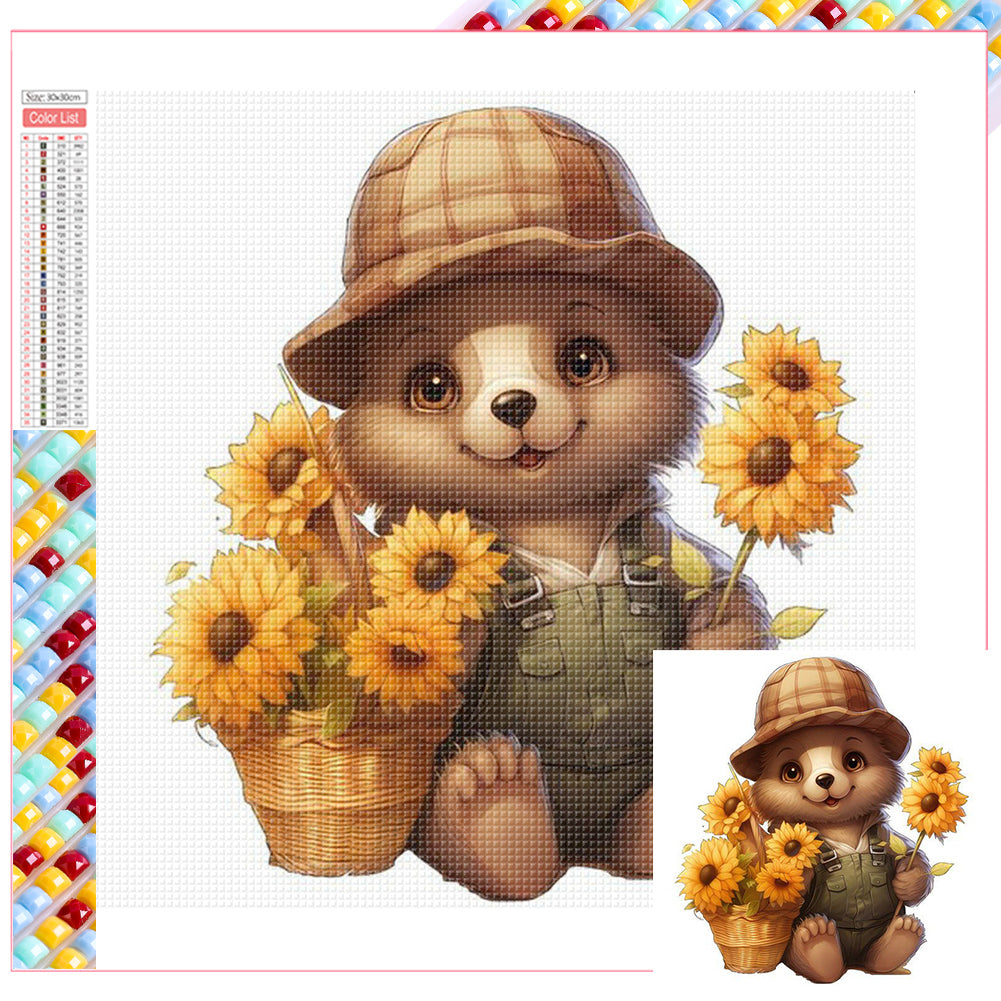 Sunflower Bear 30*30CM Full Square Drill Diamond Painting