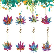 Load image into Gallery viewer, 8PCS Double Sided Special Shape Diamond Painting Keychain (Special Leaf)
